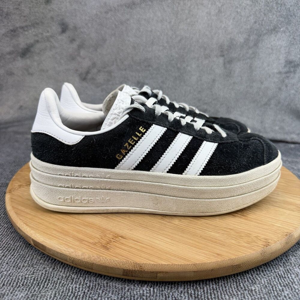 Adidas Gazelle Bold Shoes Girls Size 5.5 Black Suede Platform Sneakers HQ6912